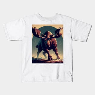 angry moose vintage poster Kids T-Shirt